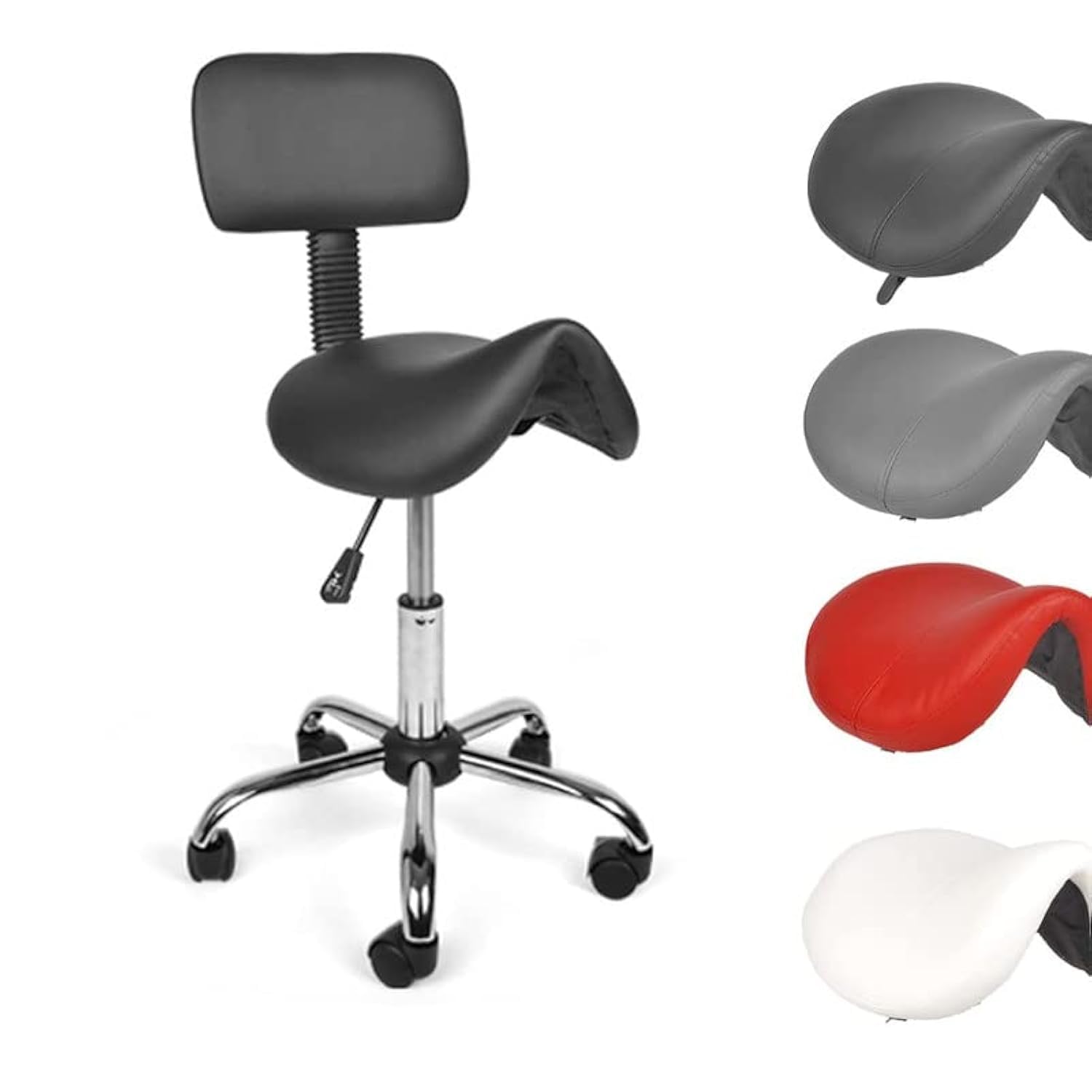 Mingone Sattelhocker Ergonomischer Arbeitsplatzhocker für Büroarbeiter mit 360° Drehung und Höhenanpassung, Schwarz  
Mi